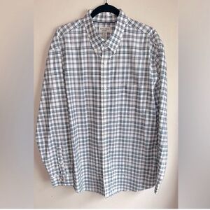 Brooks Brothers Men's White and Blue Plaid Shirt
